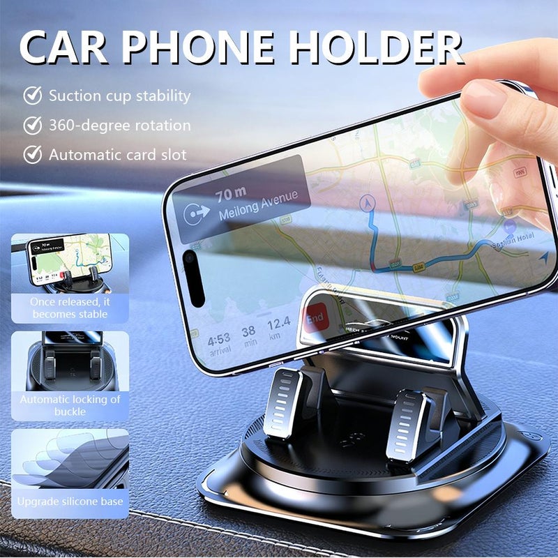 Car Phone Holder Mount, 360 Degree Rotating Automobile Bracket, Anti-slip Dashboard Cell Phone Holder for Road Trips Direction Music Control Video Streaming Daily Commuting - Image 2